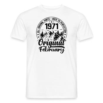 1971 février Original : 53 Ans cadeau Anniversaire - T-shirt homme - blanc - Devant - AI Model Male 178 dark (178cm)