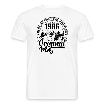 1986 mai Original : 38 Ans cadeau Anniversaire - T-shirt homme - blanc - Devant - AI Model Male 178 dark (178cm)