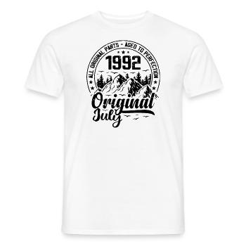1992 July Original: 32 Years Anniversary Gift - Men's T-Shirt - white - Front - AI Model Male 178 dark (178cm)