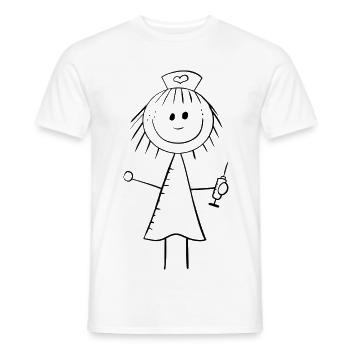 Figure de bâton infirmière drôle - T-shirt homme - blanc - Devant - AI Model Male 178 dark (178cm)