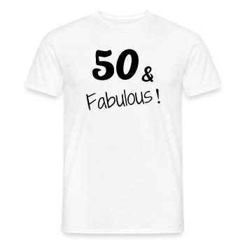 50 - Birthday - Anniversaire - Geburtstag - Humor - Men's T-Shirt - white - Front - AI Model Male 178 dark (178cm)