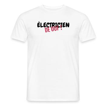 électricien / électricité / energie / bricolage - T-shirt homme - blanc - Devant - AI Model Male 178 dark (178cm)