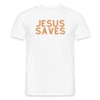Jésus sauve - Citation chrétienne - T-shirt homme - blanc - Devant - AI Model Male 178 dark (178cm)