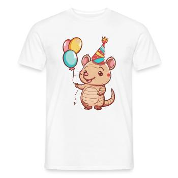 Armadillo Anniversaire Bande Dessinée Mignon - T-shirt homme - blanc - Devant - AI Model Male 178 dark (178cm)