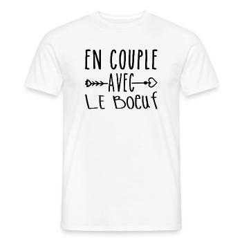 En Couple avec Boeuf, cadeau Fans de Boeuf - T-shirt homme - blanc - Devant - AI Model Male 178 dark (178cm)