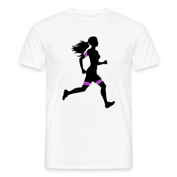 Icône de la femme de la course à pied marathon - T-shirt homme - blanc - Devant - AI Model Male 178 dark (178cm)