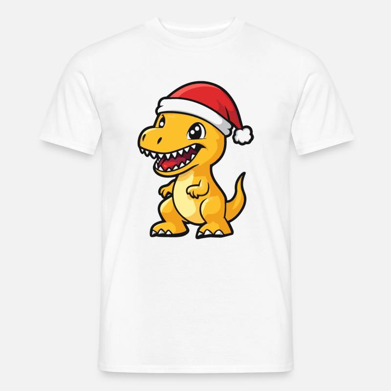 Dinosaurier T-Rex Weihnachten Niedlich - Männer T-Shirt - Weiß