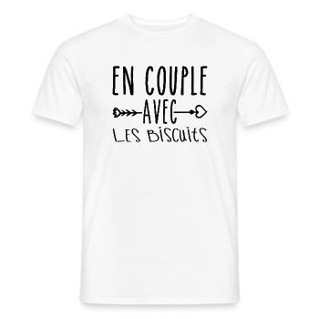 En Couple avec Biscuits, cadeau Fans de Biscuits - T-shirt homme - blanc - Devant - AI Model Male 178 dark (178cm)