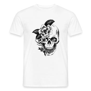 crane and flowers - Men's T-Shirt - white - Front - AI Model Male 178 dark (178cm)