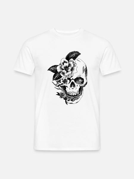 crane and flowers - Men's T-Shirt - white