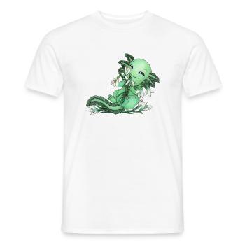 Axolotl in Grün mit Frühblüher Schneeglocke Blume - Männer T-Shirt - Weiß - Vorne - AI Model Male 178 dark (178cm)