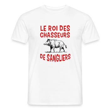 Roi des chasseurs de sangliers - Cadeau chasse - T-shirt homme - blanc - Devant - AI Model Male 178 dark (178cm)