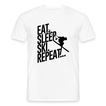 Eat sleep Ski repeat - Skiing-Urlaub-Winter-Schnee - T-shirt homme - blanc - Devant - AI Model Male 178 dark (178cm)