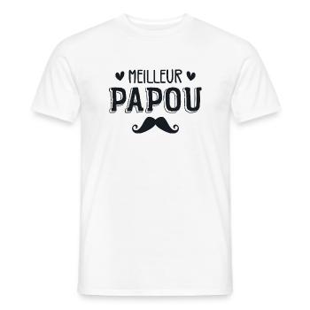 Meilleur PAPOU - T-shirt homme - blanc - Devant - AI Model Male 178 dark (178cm)