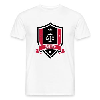 Greffier / Greffière / Loi / Tribunal / Justice - T-shirt homme - blanc - Devant - AI Model Male 178 dark (178cm)