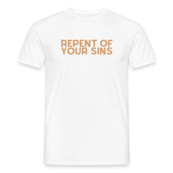 Repentez-vous de vos péchés - Citation chrétienne - T-shirt homme - blanc - Devant - AI Model Male 178 dark (178cm)