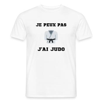 Je peux pas j'ai Judo Judoka Ceinture Noir - T-shirt homme - blanc - Devant - AI Model Male 178 dark (178cm)