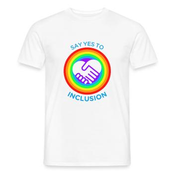 SAY YES TO INCLUSION - T-shirt homme - blanc - Devant - AI Model Male 178 dark (178cm)