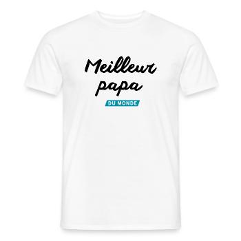Meilleur papa du monde, imprimé noir - T-shirt homme - blanc - Devant - AI Model Male 178 dark (178cm)