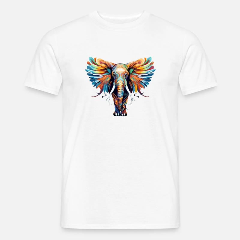 Elephant with Feathers no2 - Men's T-Shirt - white