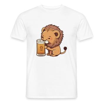 Doux petit lion avec bière - T-shirt homme - blanc - Devant - AI Model Male 178 dark (178cm)