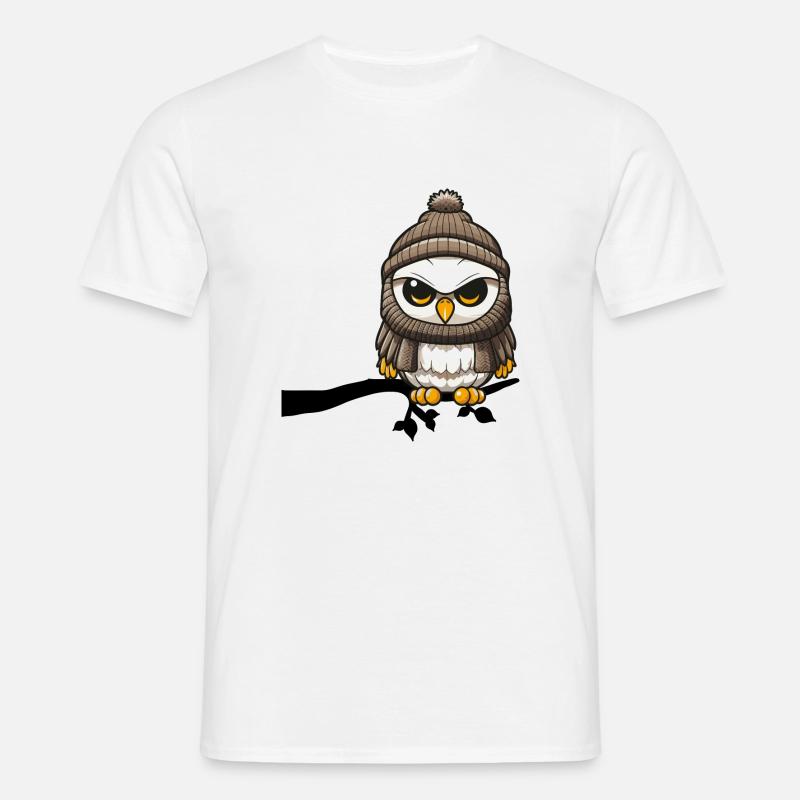 winter eule ast - Männer T-Shirt - Weiß