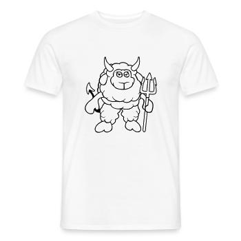 Schaf Teufel Satan Hölle Böse Dreizack Hörner Cool - Männer T-Shirt - Weiß - Vorne - AI Model Male 178 dark (178cm)