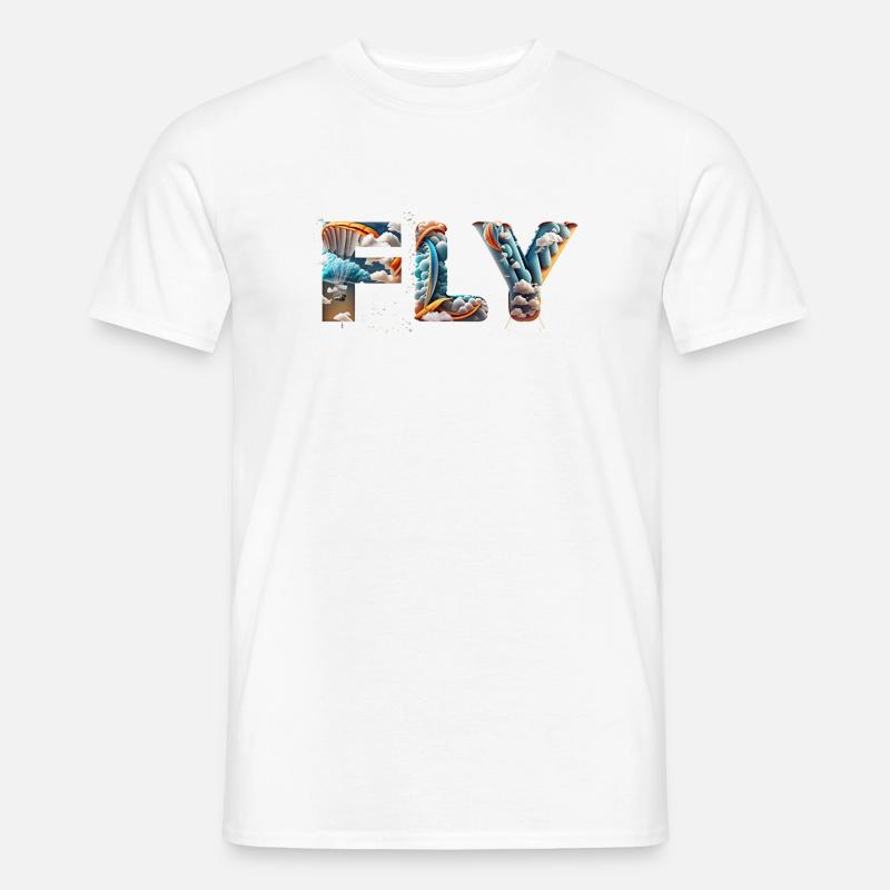Firefly FLY paraglider and clouds 20286 - Männer T-Shirt - Weiß