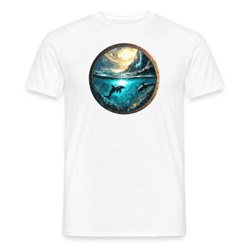 Dolphin,Gold,Water,Sea,Circle,Epic,Reflection - Men's T-Shirt - white - Front - AI Model Male 178 dark (178cm)
