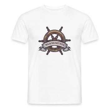 Steuerrad Warnemünde Ostsee mit Leuchtturm - Männer T-Shirt - Weiß - Vorne - AI Model Male 178 dark (178cm)