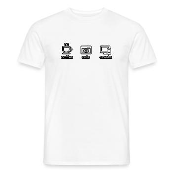 Coffee Code Create - gift idea for students - Men's T-Shirt - white - Front - AI Model Male 178 dark (178cm)