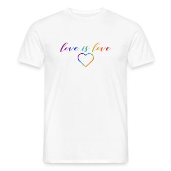 L’amour, c’est l’amour ! Déclaration Gay Pride LGBTQI+ - T-shirt homme - blanc - Devant - AI Model Male 178 dark (178cm)