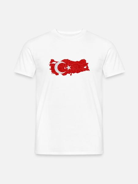 Tyrkiet Flag skitserer tyrkisk Flag Moon Star - Mænd T-shirt - hvid