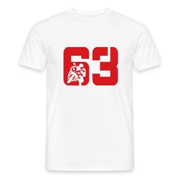 63 Motorcycle Biker Moto No. 63 - Men's T-Shirt - white - Front - AI Model Male 178 dark (178cm)