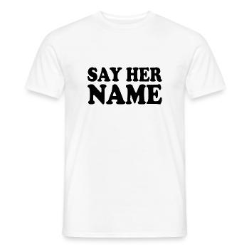 Say her name - T-shirt homme - blanc - Devant - AI Model Male 178 dark (178cm)