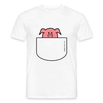 Pig comes out of the pocket - Men's T-Shirt - white - Front - AI Model Male 178 dark (178cm)