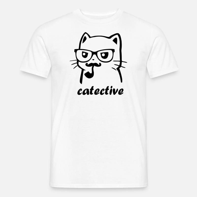 Chat Détectives Catektive - T-shirt homme - blanc