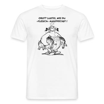 Obelix: Obst? Lustig wie du "Fleisch" aussprichst! - Männer T-Shirt - Weiß - Vorne - AI Model Male 178 dark (178cm)