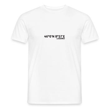 Coordonnées de Lugano - T-shirt homme - blanc - Devant - AI Model Male 178 dark (178cm)