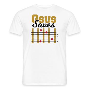 Gsus Saves - Guitar - Men's T-Shirt - white - Front - AI Model Male 178 dark (178cm)