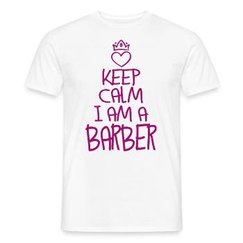 Gardez calmer Barbier cool Barbier Cadeau - T-shirt homme - blanc - Devant - AI Model Male 178 dark (178cm)