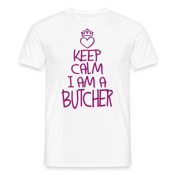 Keep Calm Butcher Cool Butcher Cadeau - T-shirt homme - blanc - Devant - AI Model Male 178 dark (178cm)