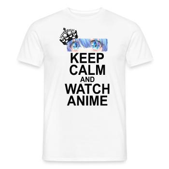 Keep Calm And Watch Anime - Männer T-Shirt - Weiß - Vorne - AI Model Male 178 dark (178cm)