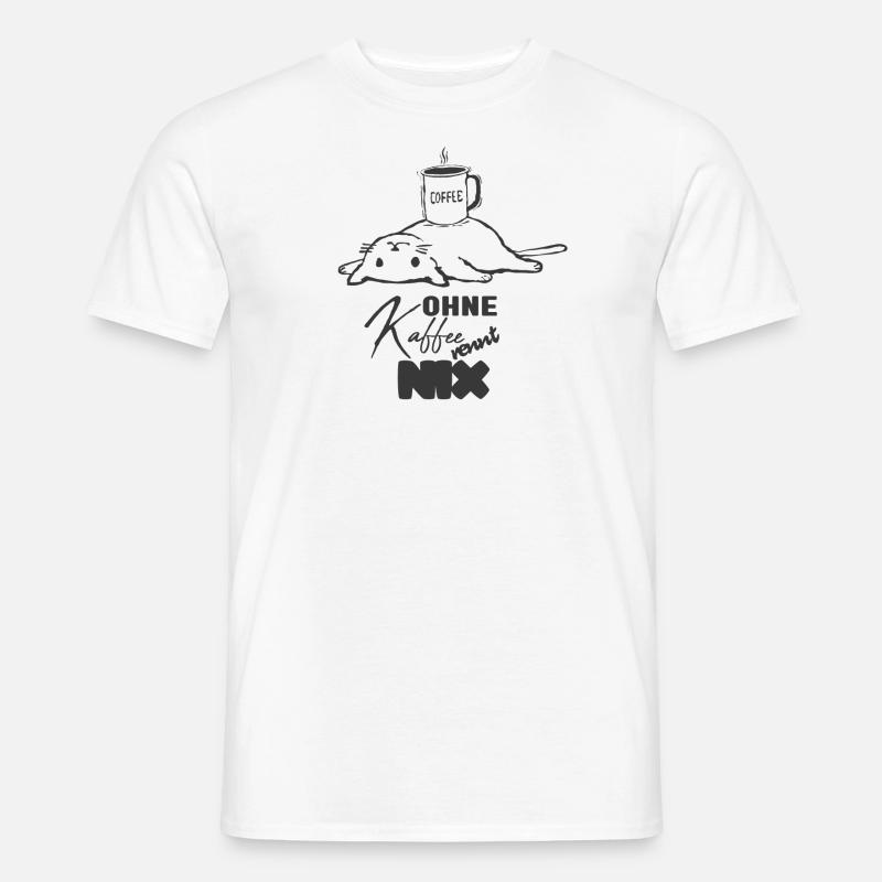 Ohne Kaffee Katze - Männer T-Shirt - Weiß