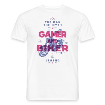 Gamer und Biker der Mann der Mythos die Legende - Männer T-Shirt - Weiß - Vorne - AI Model Male 178 dark (178cm)