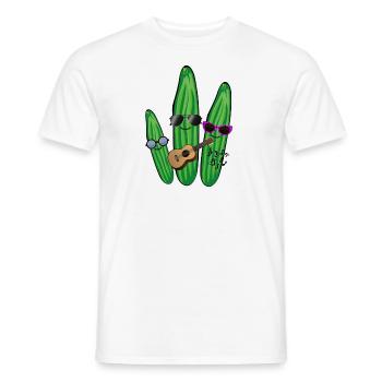 Cucumber Trio,Cucumber,Cucumber,Cucumber,Sunglasses, - Men's T-Shirt - white - Front - AI Model Male 178 dark (178cm)