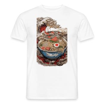 Japan Retro Ramen Ukiyo-e Tokyo Wave Art - Men's T-Shirt - white - Front - AI Model Male 178 dark (178cm)