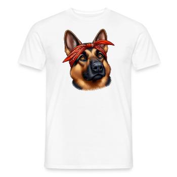 Berger Allemand Le Rappeur - T-shirt homme - blanc - Devant - AI Model Male 178 dark (178cm)
