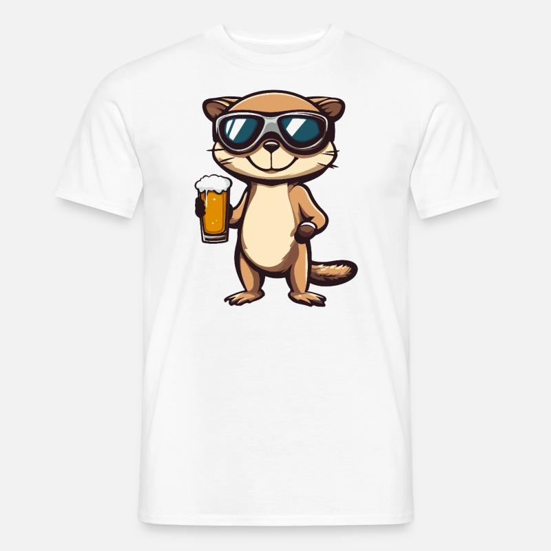 Erdmännchen Apres Ski Bier Comic - Männer T-Shirt - Weiß