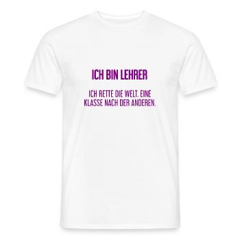 Ich bin Lehrer - ich rette die Welt - Männer T-Shirt - Weiß - Vorne - AI Model Male 178 dark (178cm)